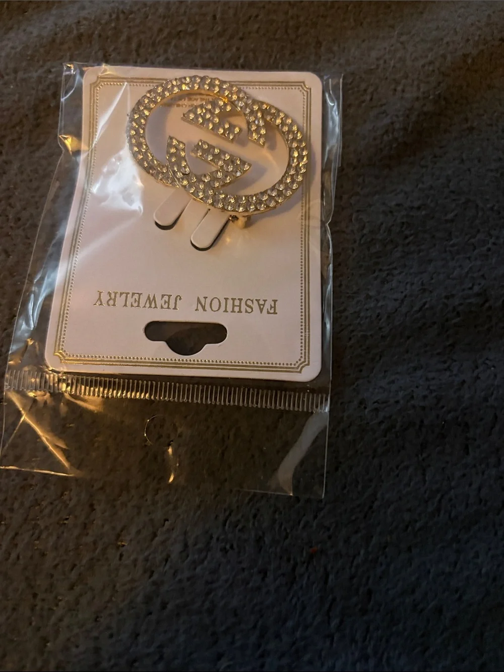 Fashion Jewelry Gold Rhinestone Interlocking Circle Brooch